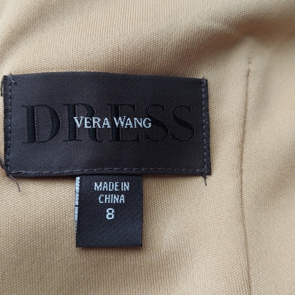 Vera Wang Black & Nude Lace Long Sleeve Double V-Neck Cocktail Dress - Picture 7 of 8